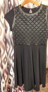 Pleather front flared dress